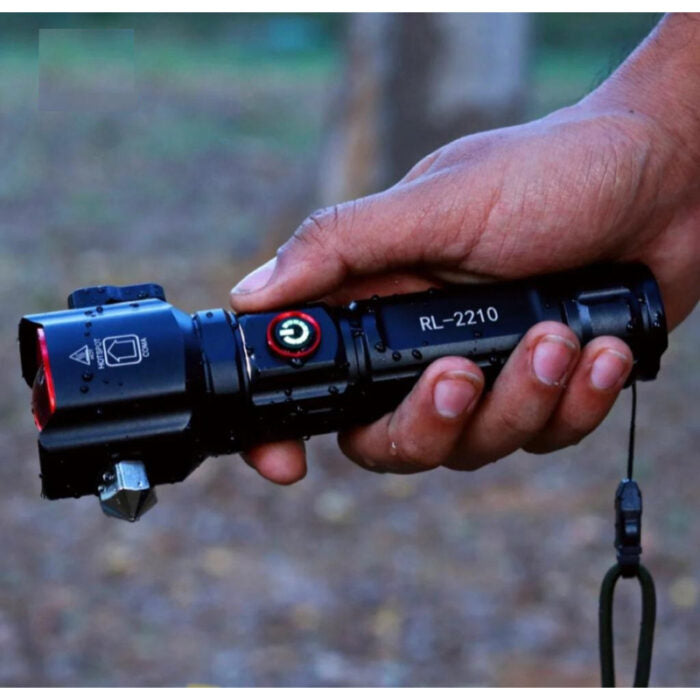 Multi-Functional 1KM Long Range Led Emergency Flashlight With Type-C Charging Powerbank Function