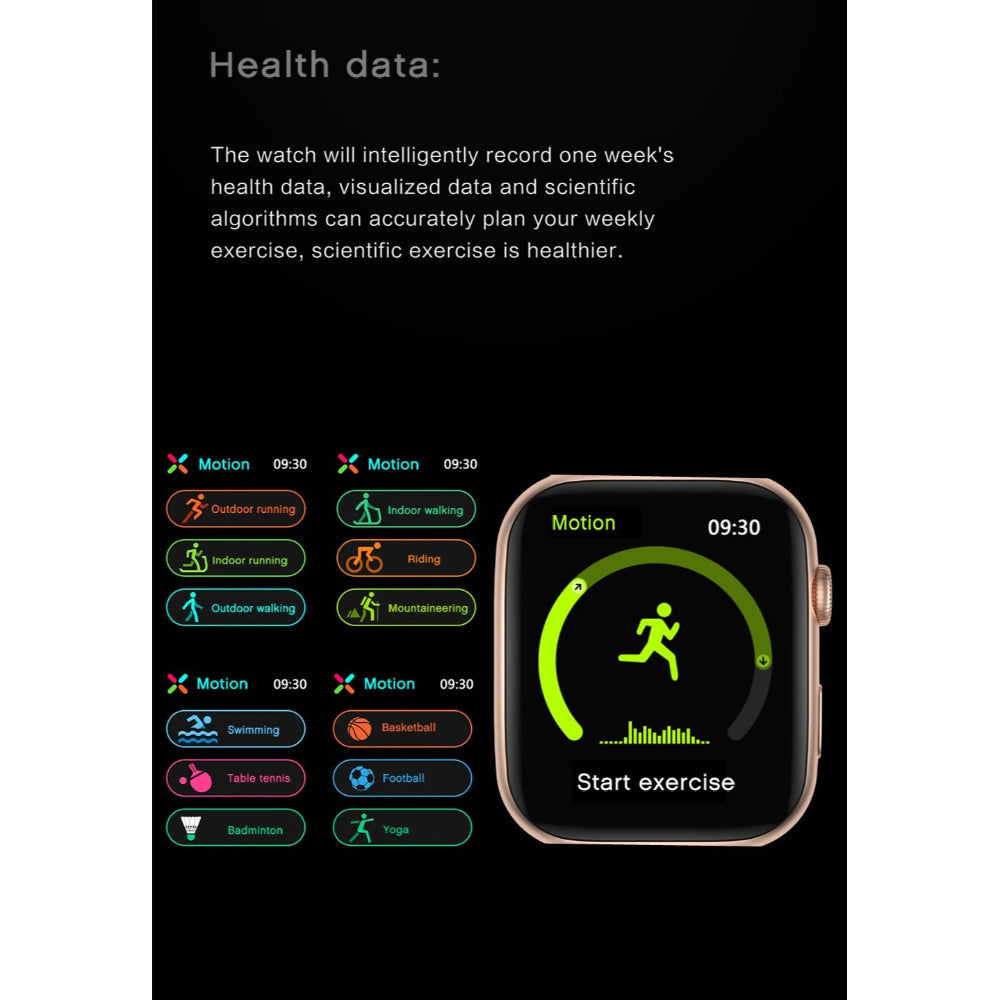 Wireless Charging 44MM Heart Rate BP Monitor Bluetooth Call Smartwatch With Wireless Charger